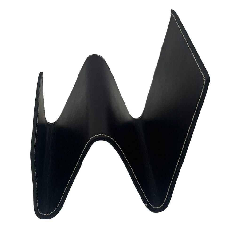 Bey-Berk Two Section Letter Rack Holder Brown Leather Desk Accessory Organizer